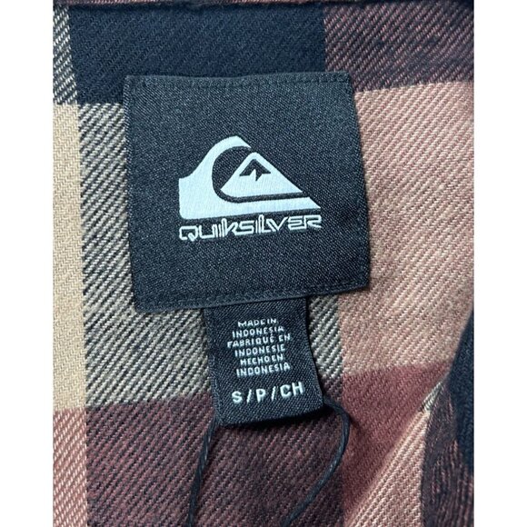 Quiksilver Plaid Flannel Button-Up Shirt Men's Small Long Sleeve NEW - Picture 6 of 8